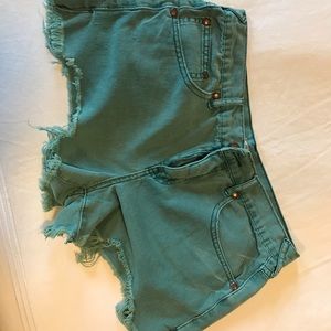 Free People Turquoise Jean Shorts